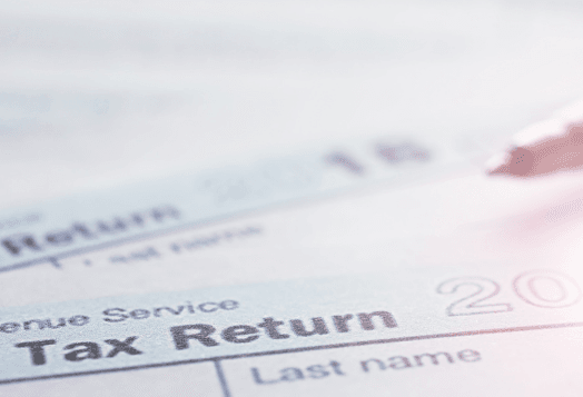 A close-up of a tax return form