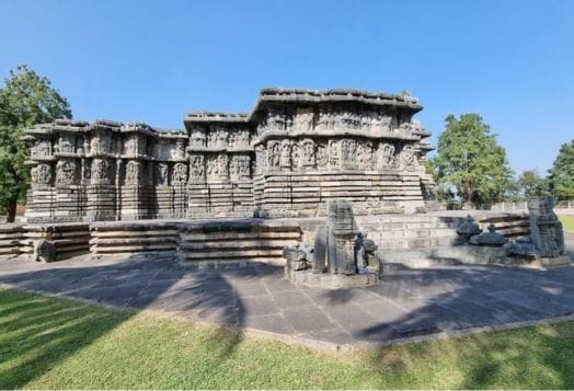 Ornate Kedareshwara Temple in Halebidu, India