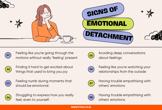 Infographic on 8 signs of emotional detachment