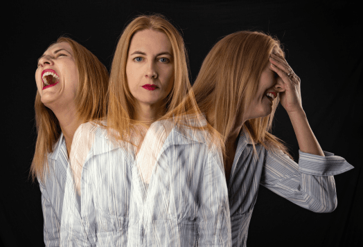 Composite image of a woman showing three different emotions