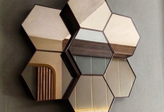 Hexagonal mirror wall decor