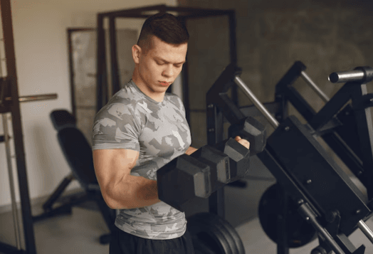 Man doing bicep curls with dumbbells
