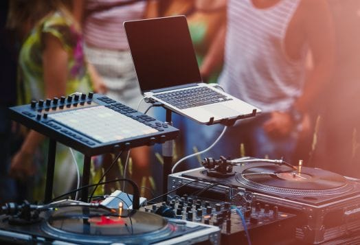 DJ equipment at an outdoor event