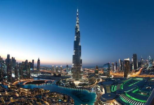 Dubai skyline Burj Khalifa night
