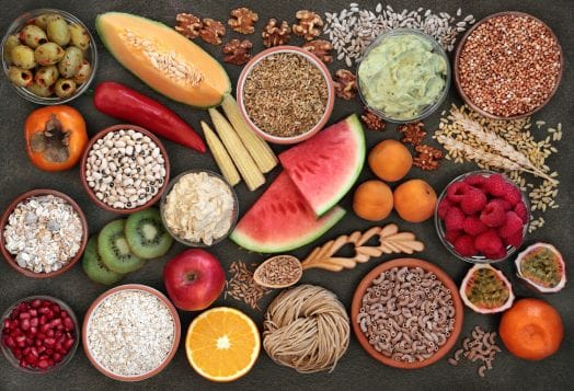 Variety of foods for gut health