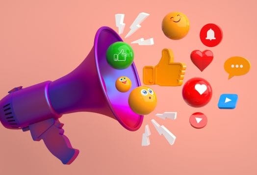 Megaphone with social media icons