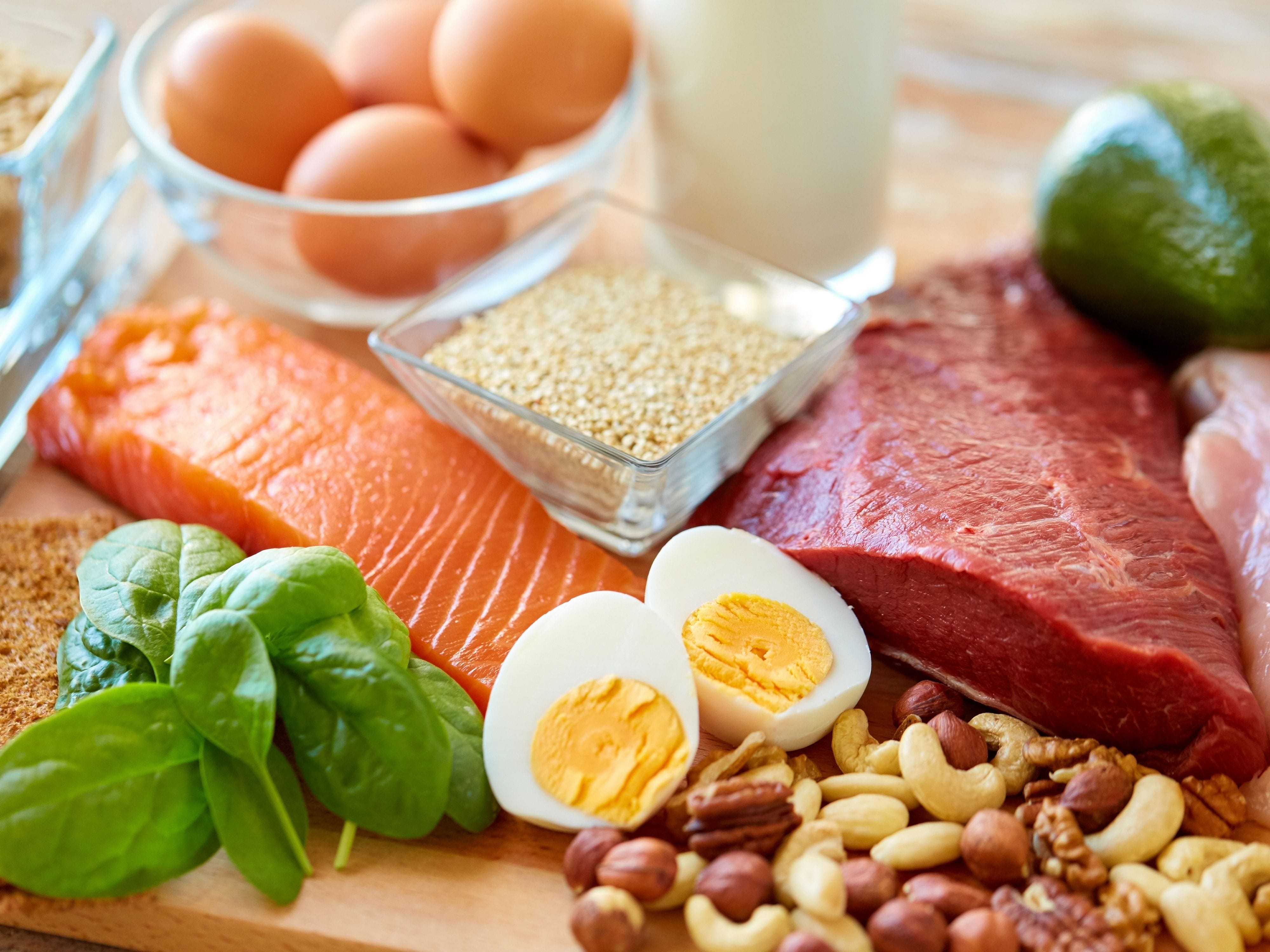 High-protein food assortment