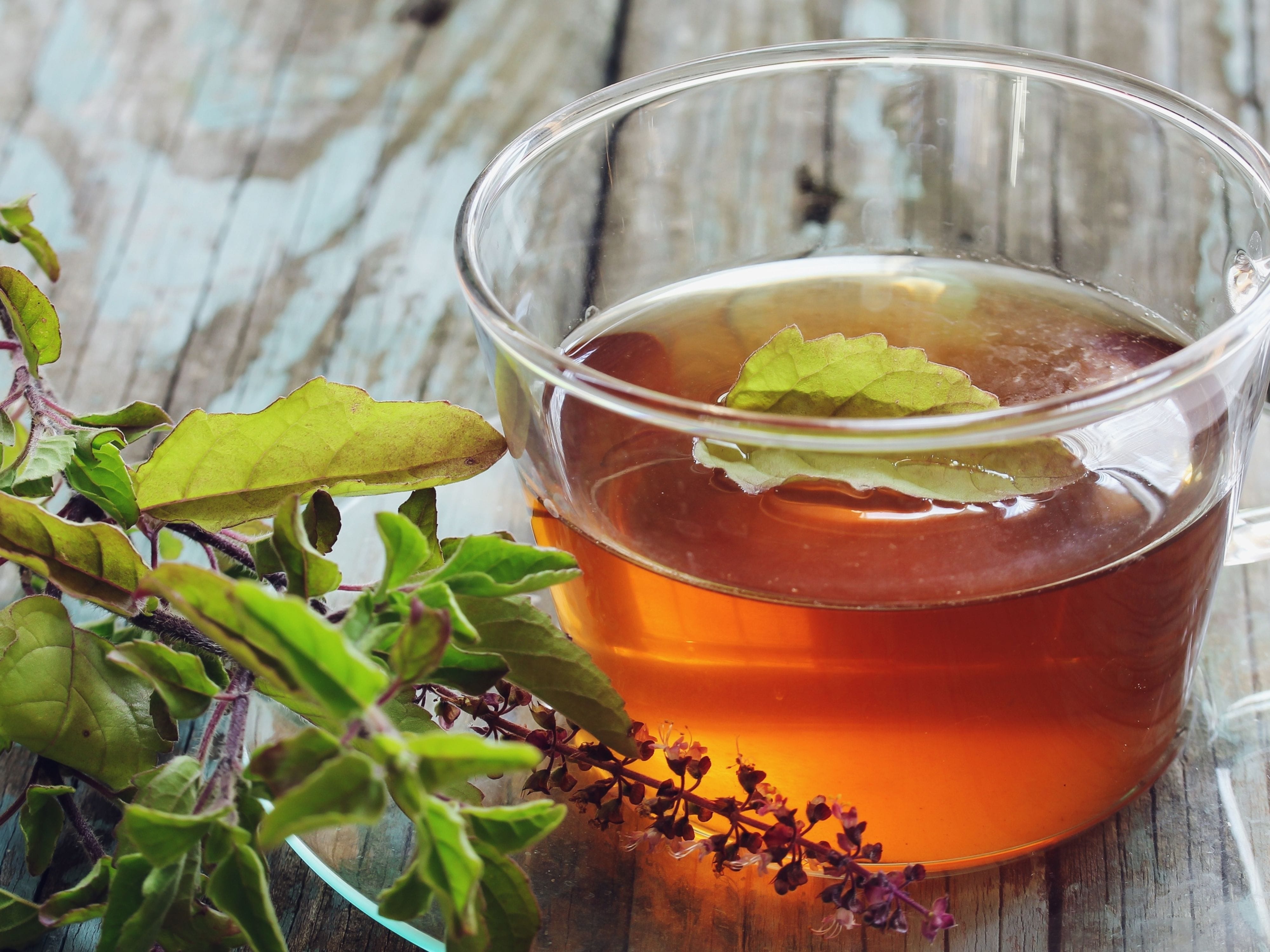 Green tea placed on a table