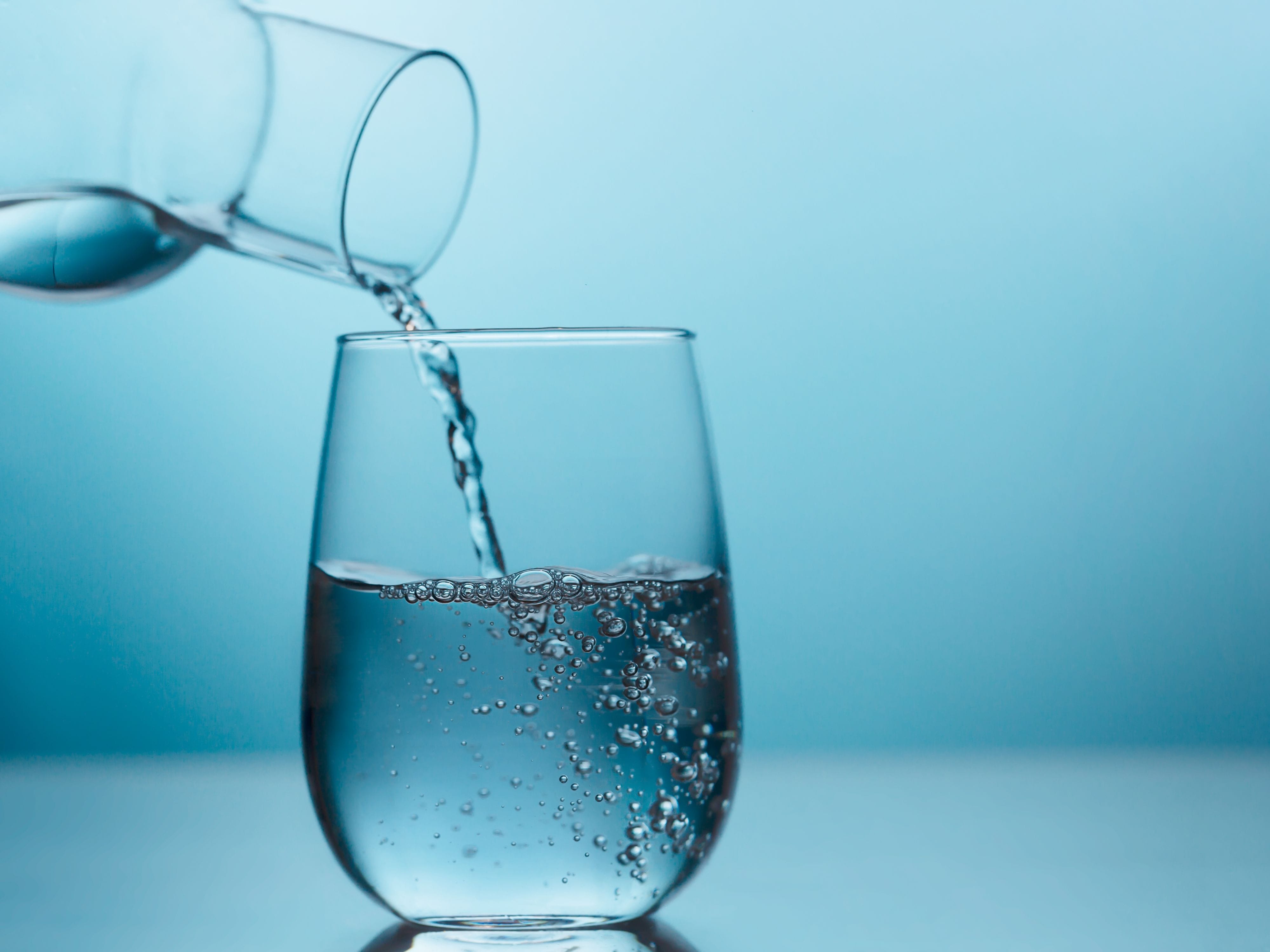 Water pouring into a glass