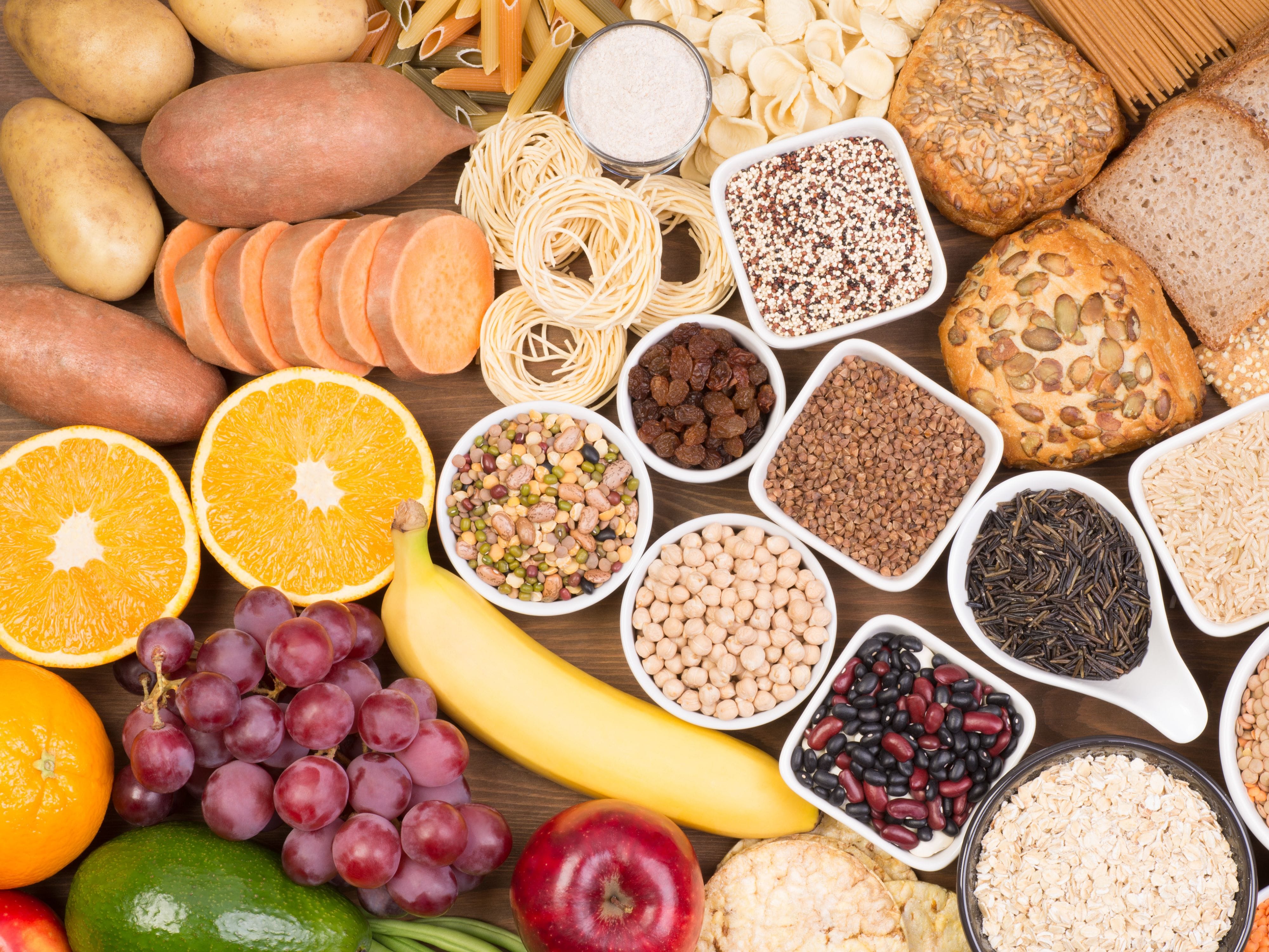Variety of healthy carbohydrate sources