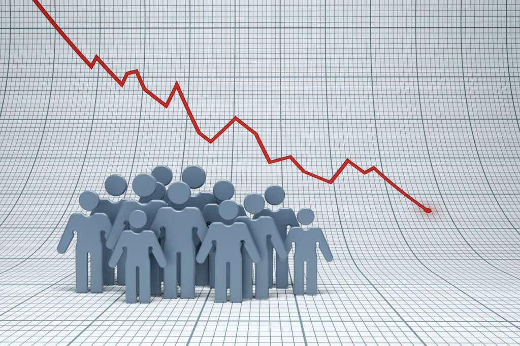 A drop in population growth causes an increase in investment in robots