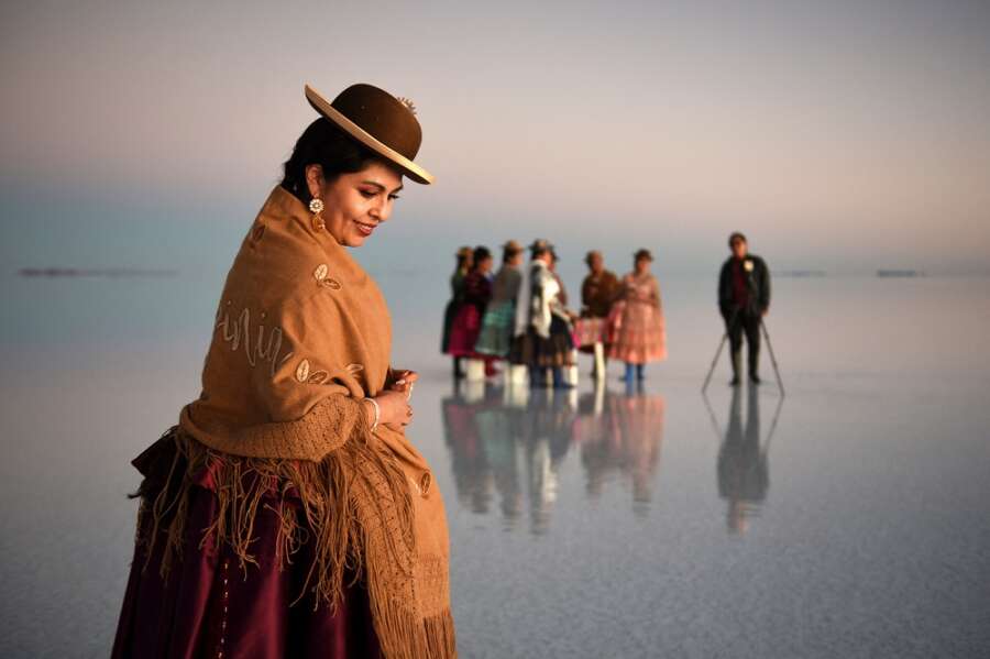Bolivian boy turns photographer on iconic salt flats &#8211; with help from a dinosaur