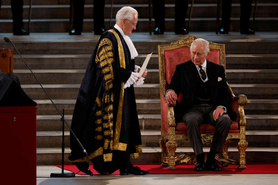 King Charles, in parliament, promises to follow queen&#8217;s example