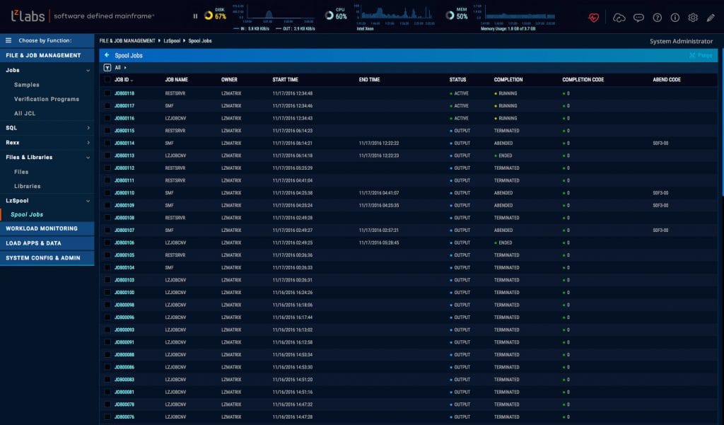lzsdm spool jobs
