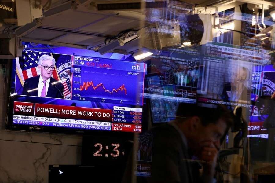 Wall Street drops, Treasury yields gyrate on Fed Chairman Powell&#8217;s remarks