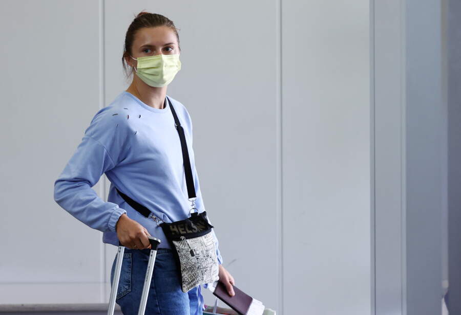 Olympics-Belarus sprinter leaves Tokyo for Vienna after refusing to go home