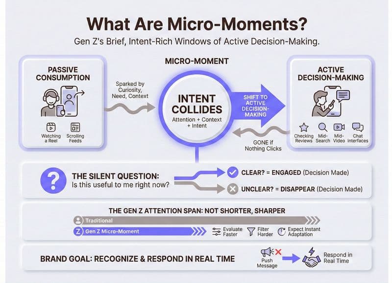 An Infographic Visualizing what is micro moment and how is relevant for genz