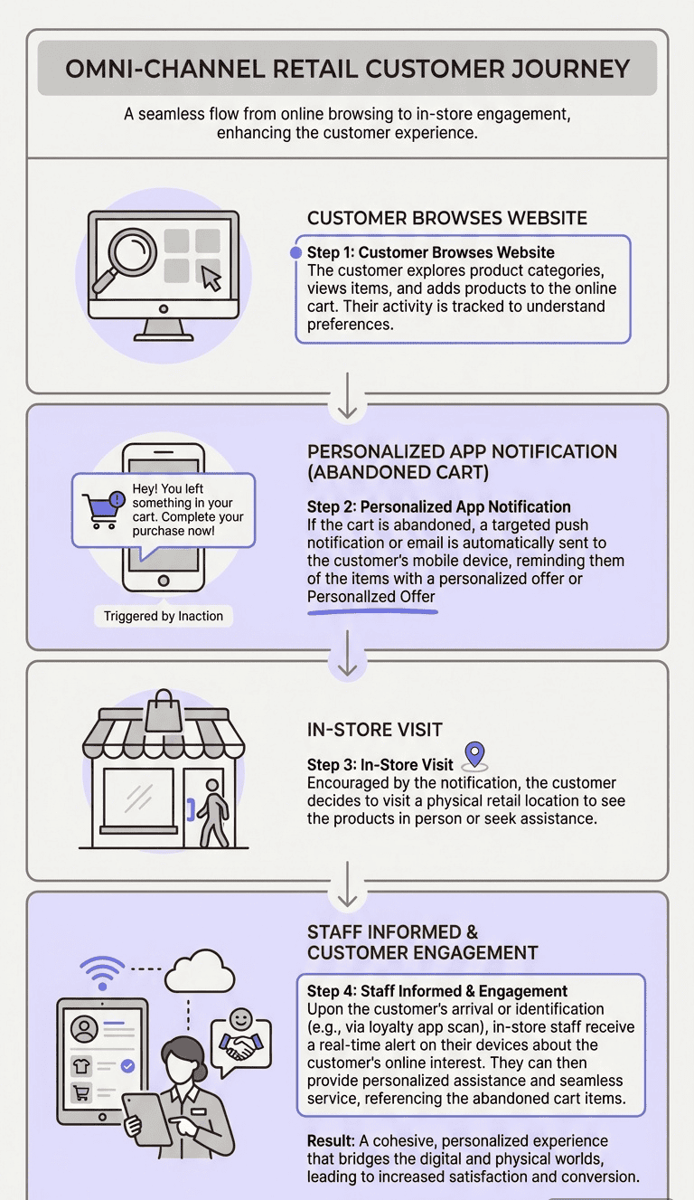 An Infographic representing Omni Channel Journey Orchestration