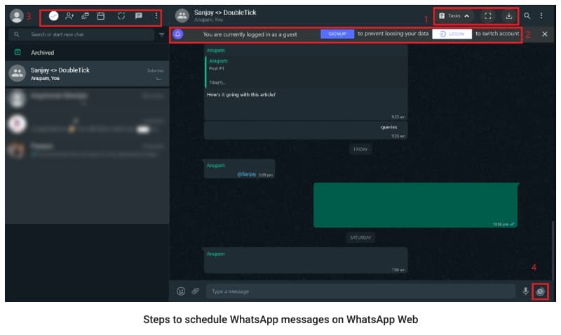 Schedule WhatsApp Messages on WhatsApp Web Using Blueticks