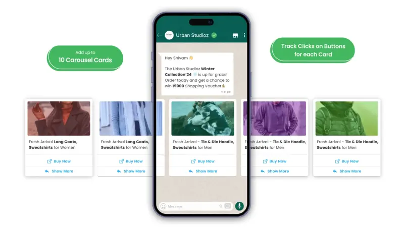 Carousel messages on WhatsApp