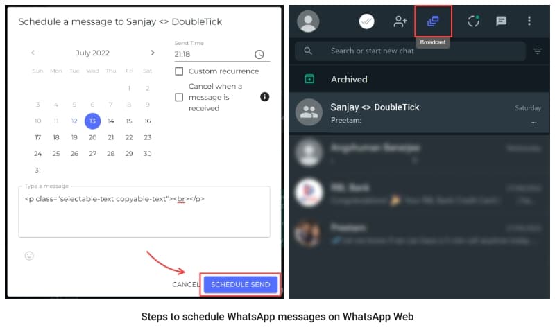 Schedule WhatsApp Messages on WhatsApp Web Using Blueticks