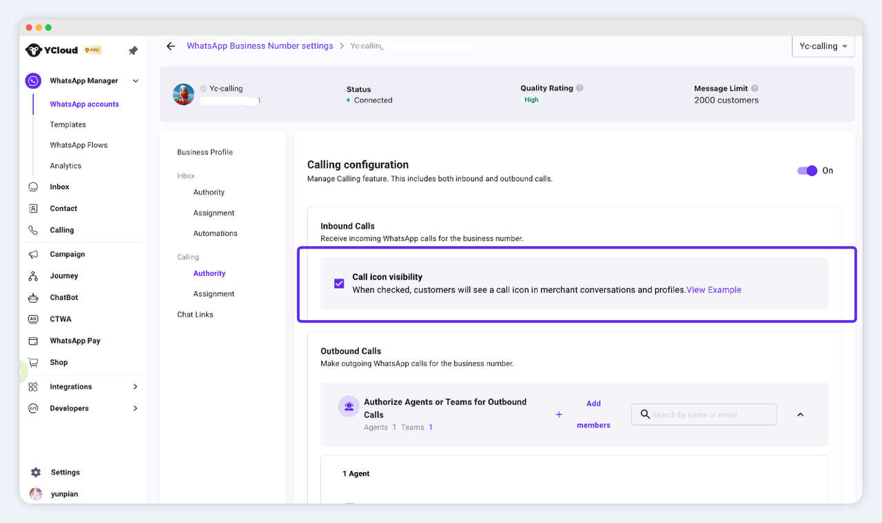 How to Enable WhatsApp Calling on YCloud