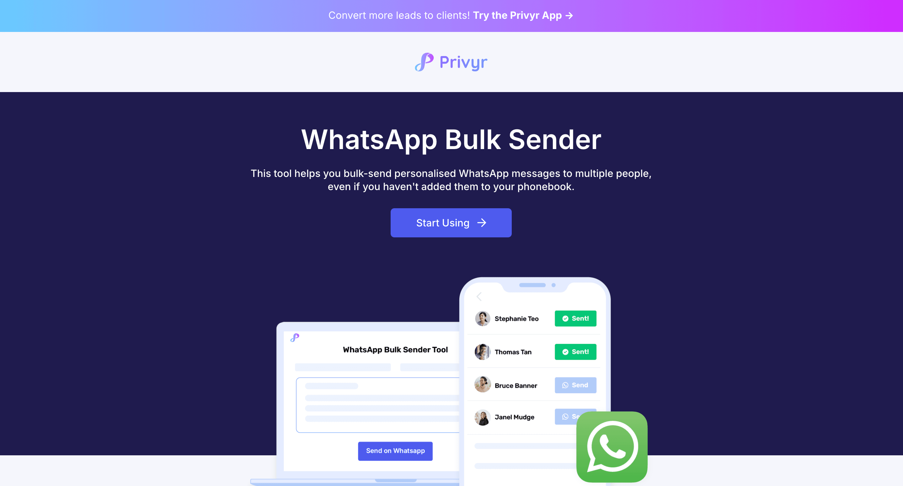 WhatsApp Bulk Message Senders - Privyr