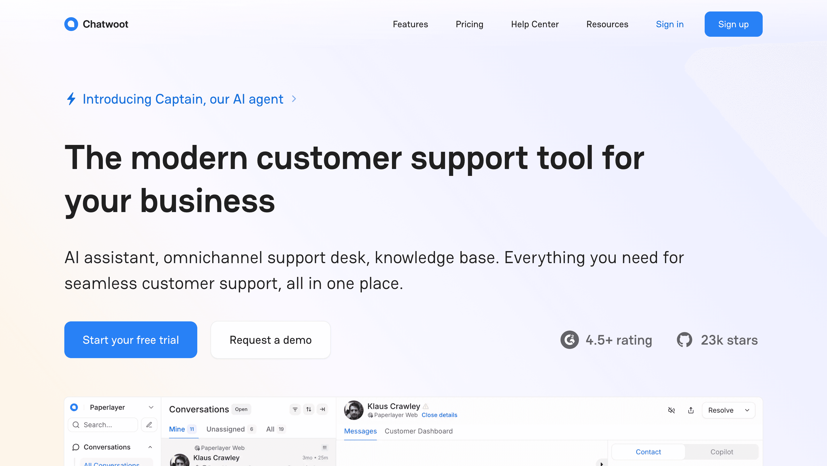 Top Customer Service Software - Chatwoot