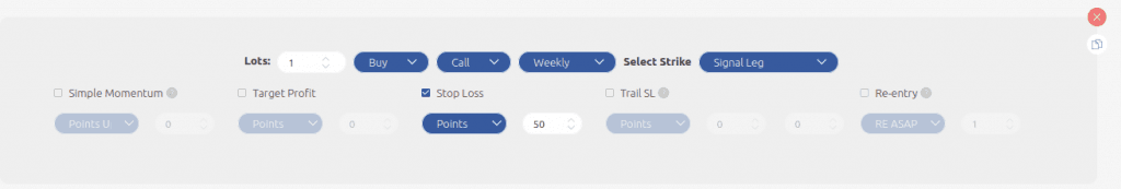 VWAP template leg builder