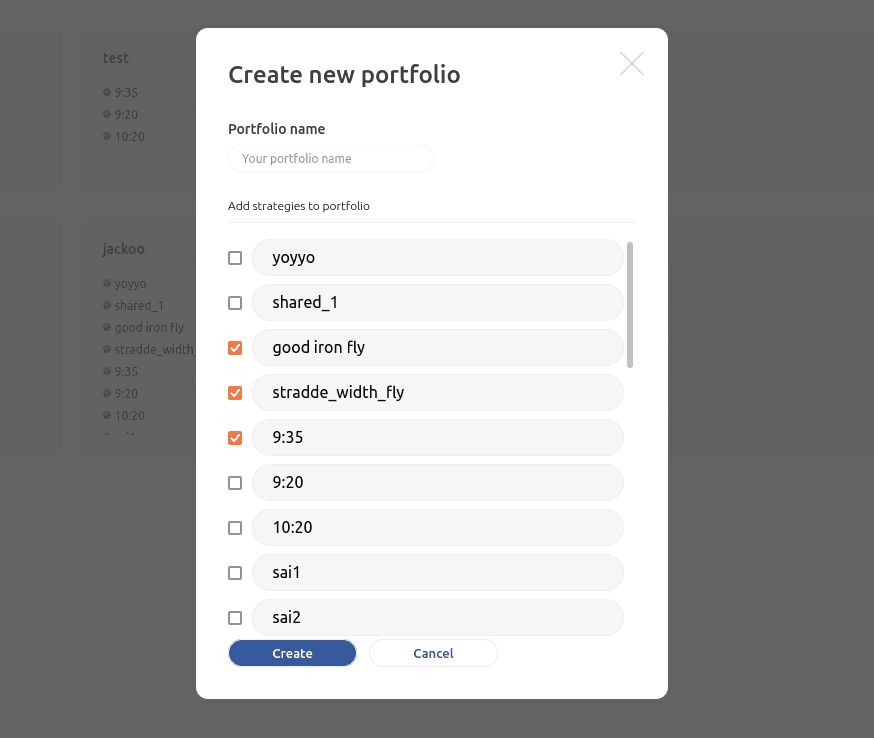 Creating a new portfolio when backtesting
