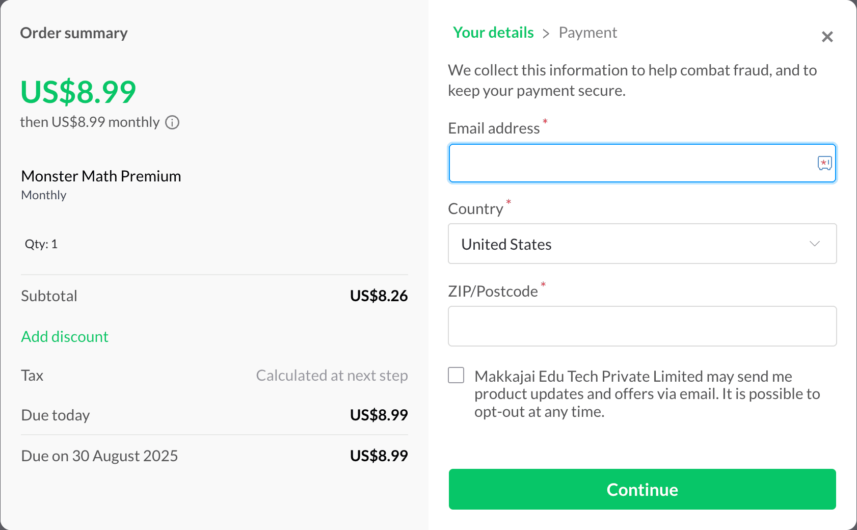 Monthly Subscription
