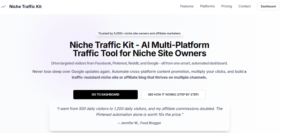 niche traffic kit pinterest automation tool