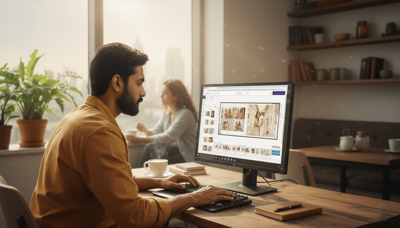 user designing photo album using prolab smart editor